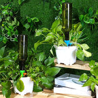 SiliFine 8 Set Plant Watering Devices with Self Watering Spikes and 26 oz Plastic Bottles Plant Waterer Devices with Adjustable Control Valve Switch Indoor Outdoor (Green)