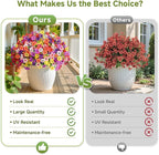 Alupssuc 24 Bundles Artificial Flowers for Outdoors Decoration, UV Resistant Silk Faux Daisy Flora Spring Fake Plastic Plants Greenery for Outside Indoor Yard Home Porch Window Box Decor, Mix 8 Colors