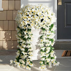 ATTGREAT Artificial Bougainvillea for Outdoors Faux Plants UV Resistant Flowers Fake Plastic Plants Realistic Silk Flowers for Porch Planter Garden Outside Hanging Decoration, 2Pcs (White)