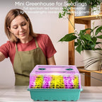 96 Cell Seed Starter Tray with Grow Light, Seed Starting Trays with Adjustable Humidity Dome, Seed Starter Kit Plant Starter Kit for Seeds Growing Starting, Indoor Gardening (Self-Watering)