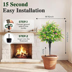 PATIO CHOICE Topiary Trees Artificial Outdoor Boxwood Ball Trees with Ground Spike Set of 2 22" Fake Outdoor Plants Faux Bushes and Shrubs Decorations for Outdoor Indoor Front Porch Garden