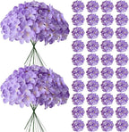 65Pcs Purple Hydrangea Artificial Flowers Bulk，Realistic Silk Fake Flowers with Stems，Faux Hydrangea Flowers for Wedding Home Decor Centerpieces Living Room Garden Party Baby Shower Decoration