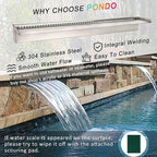 36'' APP Control Pool Waterfall with RGB LED Lights, Stainless Steel Pond Fountain Set for Outdoor Decorations, Patio Waterfall Spillway Kit w/16 Color Changing, Easy Install