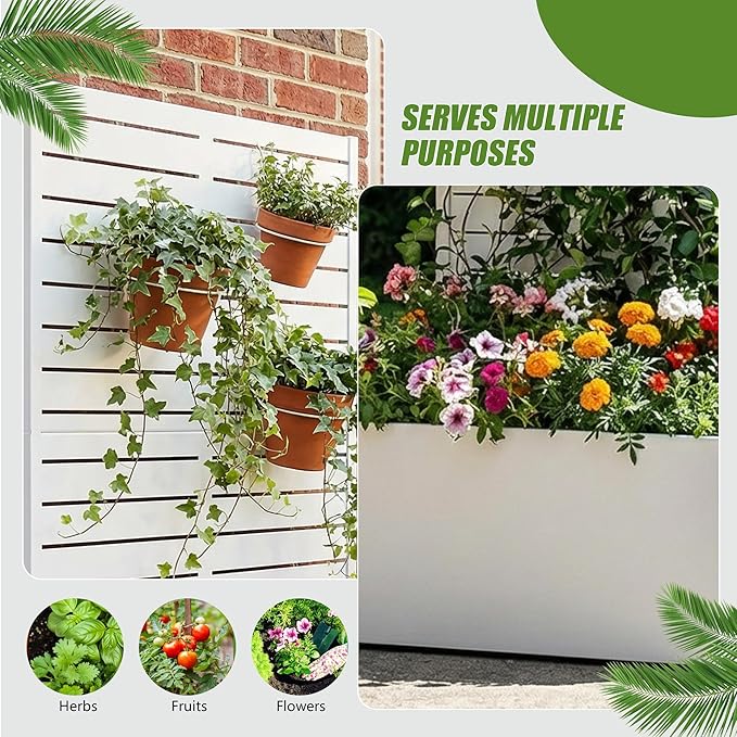 Casaphoria Metal Raised Garden Bed with Trellis, 59"x30"x12" Planter Box for Climbing Plants, Vegetables & Vines, Features Drainage Holes and Privacy Screen (Black-Louvered)