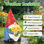 Gnomes Solar Garden Decor Garden Statues Sunflower Gnome Figurines Birthday Gifts for Women Mothers Day Gifts for Mom Grandma Outdoor Decorations for Yard Lawn Patio