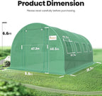 KING BIRD Premium 20x10x6.6FT Greenhouse for Outdoors, Large Walk-in Upgraded Galvanized Metal Frame, Mesh Door Screen Window Improved Zipper Tunnel Hoop for Garden Plant Winter, 2 Stiffeners, Green
