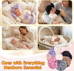 8 Sets Newborn Baby Girl Hats & Mittens, Cotton Preemie Hospital Bow Cap, No Scratch Gloves,Infant Beanies 0-3 Months