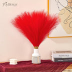 50 PCS Red Pampas Grass, 17in Pampas Grass Decor, Artificial Pompas Wall Decor for Vase Room Bedroom Kitchen Table Wedding Party Birthday Baby Showers（Red）