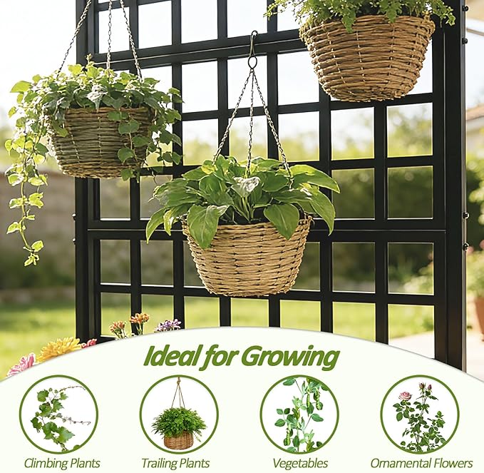 Metal Planter Box with Trellis - 63"(H)*31.5(L)*15.8"(W) Plastic-Coated Rustproof Trellis Planter, Raised Garden Bed with Trellis, Privacy Screen with Planter Box for Garden, Balcony, Patio