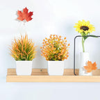 Der Rose 2 Pack Small Fall Fake Plants Mini Artificial Potted Plants Fall Table Office Decor for Home Desk Bathroom Decoration