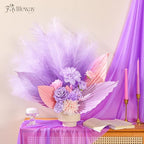 50 PCS Purple Pampas Grass, 17in Pampas Grass Decor, Artificial Pompas Wall Decor for Vase Room Bedroom Kitchen Table Wedding Party Birthday Baby Showers（Purple）