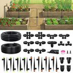 RAINPOINT Drip Irrigation System, Quick-Connect Garden Watering System Kit with Adjustable Emitters for Greenhouse, Garden Grid, Raised Bed, Potted Plants (25 ft Main Tubing + 50 ft Irrigation Tubing)