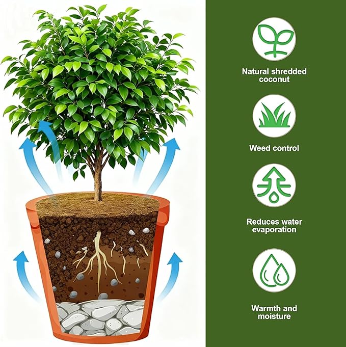 4 Pack 15.7 Inch Coconut Fiber Mulch Ring - Natural Coco Coir Tree Ring Protector Mats, Weed Barrier Plant Discs for Moisture Retention, Indoor Outdoor Trees and Landscaping