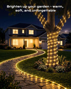 Brightown Solar Rope Lights, 2 Pack Total 78FT 200LED Warm White Solar String Lights Outdoor, IP65 Waterproof Solar Powered Fairy Lights with 8 Lighting Modes for Yard Garden Patio Tree Decoration