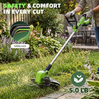 21V Weed Wacker Cordless & Lawn Edger, 9000RPM Electric Weed Eater with 2x2.0Ah Battery, 12" Auto Line Feed String Trimmer with 8 Pcs Spools, Lightweight Edger Lawn Tool for Yard, Green