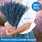 4 Packs Dried Preserved Lavender Flowers Bundle, Natural Dried Lavender Bouquet 15-17" for Crafts, Shower, Weeding and Home Decor, Aromatherapy, Fragrance, Fresh, Dry Live Plants (Blue-4.23oz)