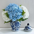 ZYTUYO 4 Pcs Real Touch White Light Blue Hydrangeas Artificial Flower 21'' Realistic Faux Latex Hydrangeas Flower for Home Decor Kitchen Living Room Spring Table Wedding Xmas Arrangement