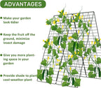 AGTEK 34" x 48" Foldable Cucumber Trellis with Garden Stakes and Zip Ties Plant Support A Frame Metal Trellis for Climbing Plants, Cucumber, Vegetable, Flowers