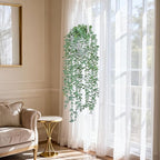 DREAMLOOM Fake Hanging Plants with Pot, Artificial Eucalyptus Hanging Plants with Macrame Hanger for Indoor Decor, Fake Hanging Vines Faux Greenery for Home Kitchen Office