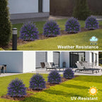 Artificial Topiary Ball Trees,16'' UV Resistant Fake Evergreen Shrubs Bushes Plants with Ground Spike 2 Set of Fake Plants for Outdoor Indoor Front Porch Garden