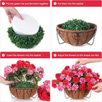 INSPRING Geraniums Artificial Flowers Hanging Basket for Outdoors Outside Spring Decoration, 8 Bundles Silk Flowers Fake Plants Look Real UV Resistant for Porch Home Patio Balcony Yard, Red Pink