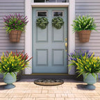 Artificial Flowers for Outdoor Plants 24 Bundles Fake Lavender Plastic Faux Monkey Grass for Verandah Window Garden Office Patio Front Porch UV Resistant for Planter(Yellow)