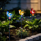 Birds Solar Garden Lights, 26" H Whimsical Decorative Solar Stake Light, 3 Pcs Outdoor Cardinal Statues Figurine Lights for Garden Lawn Patio Yard Decoration