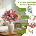 Alupssuc 20 Bundles Artificial Flowers for Outdoor Indoor Decoration, UV Resistant No Fade Fake Plants Eucalyptus, Colorful Faux Spring Flowers for Outside Yard Porch Patio Garden Home Window Box