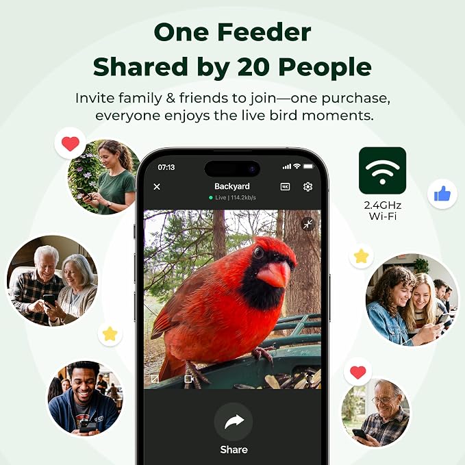 Kiwibit Solar Smart Bird Feeder with Camera, AI Bird Species Identification, 8MP Photos, 4K UHD Video Live Stream Wild Bird House Feeders for Outdoors, Bird Watching Gifts for Bird Lovers, Green