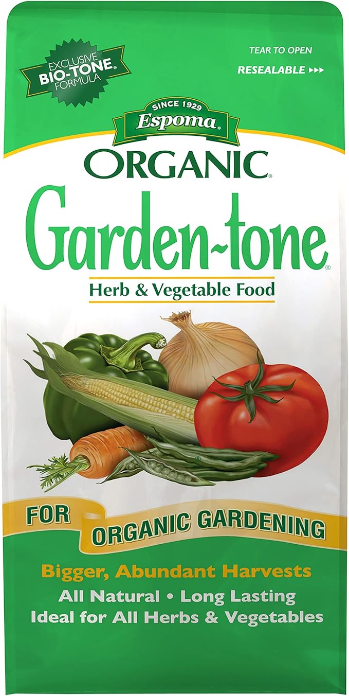 Espoma Organic Garden-Tone 3-4-4 Organic Fertilizer for Cool & Warm Season Vegetables and Herbs. Grow an Abundant Harvest of Nutritious and Flavorful Vegetables – 4 lb. Bag.