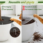 Plant Pot Grid Set, 15.7" W x 118" L Indoor Plant Protector from Cats, Pot Soil Cover Protector from Animals with Stakes & Zip Ties for Garden Balcony, Fits Different Pot Sizes(Black)