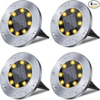 Rayolon Solar Ground Lights, Waterproof Solar Garden Lights, Upgraded Outdoor Garden Waterproof Bright in-Ground Lights, Landscape Lights for Pathway,Yard,Deck,Lawn,Patio,Walkway (4 Pack Warm Light)