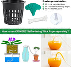 ORIMERC 4 inch Net Pots, 20 Pack Net Cups with 20 feet Self-Watering Rope&Plant Labels, for Hydroponic Aquaponics Kratky Orchid Vegetable Indoor Outdoor Growing Baskets Nursery Slotted Mesh BPA Free