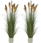 57" (4.8ft,2Pack) Pampas Grass Potted Plants,Artificial Tall Grass Faux Plants Fake Grass, Faux Pampas Grass Home Decor As Plant Room Decor Floor Plants