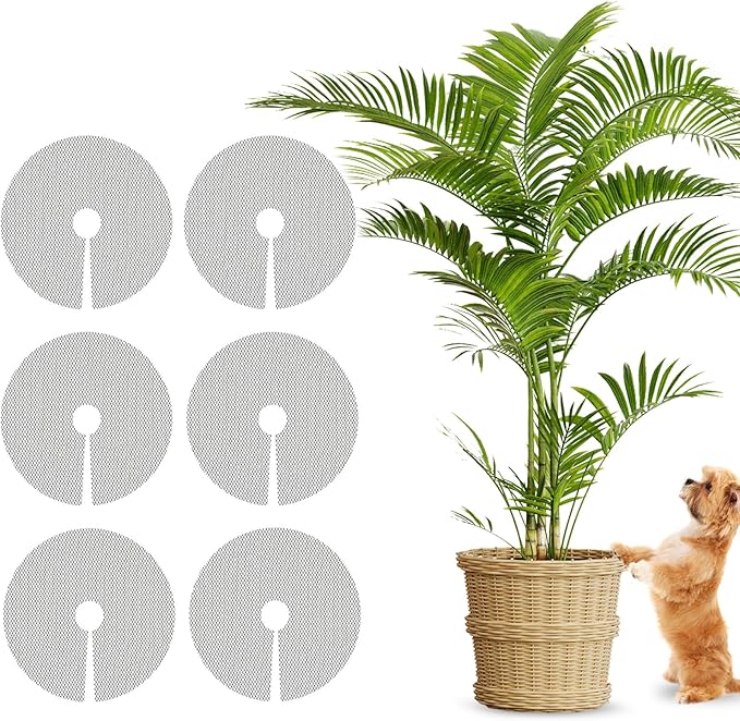 6 Pcs 11.8 Inch Plant Pot Grids-Pot Soil Cover from Cats, Indoor Plant Protector from Animals, Cuttable Flower Pots Cover to Keep Dogs Out