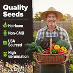 HOME GROWN 10 Variety Survival Seed Vault 2000+ USA Grown Heirloom Non-GMO Vegetable Seeds for Planting, High Germination, Garden Starter Kit, Emergency Food Supply, Indoor Outdoor