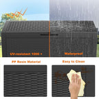 PatioZen 120 Gallon Resin Deck Box, Lockable Weatherproof Outdoor Storage Box for Furniture, Garden Tools and Tools Storage, Waterproof Outside Storage Boxes - Black