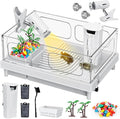 Turtle Tank Kit - Starter Aquarium with Light, Filter, Brush, Easy to Install & Clean, for Turtles, Crabs, Small Reptiles