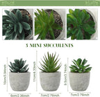 Chunful 6 Pack Small Artificial Greenery Potted Plants Indoor Mini Fake Eucalyptus Rosemary Succulents in Pulp Rustic Farmhouse Table Centerpiece for Shelf Bathroom Bedroom Kitchen Office