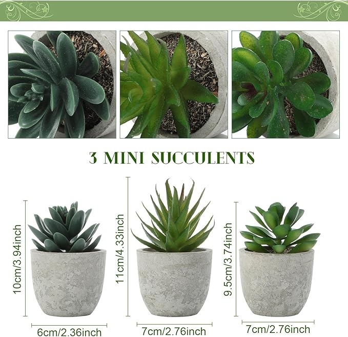 Chunful 6 Pack Small Artificial Greenery Potted Plants Indoor Mini Fake Eucalyptus Rosemary Succulents in Pulp Rustic Farmhouse Table Centerpiece for Shelf Bathroom Bedroom Kitchen Office