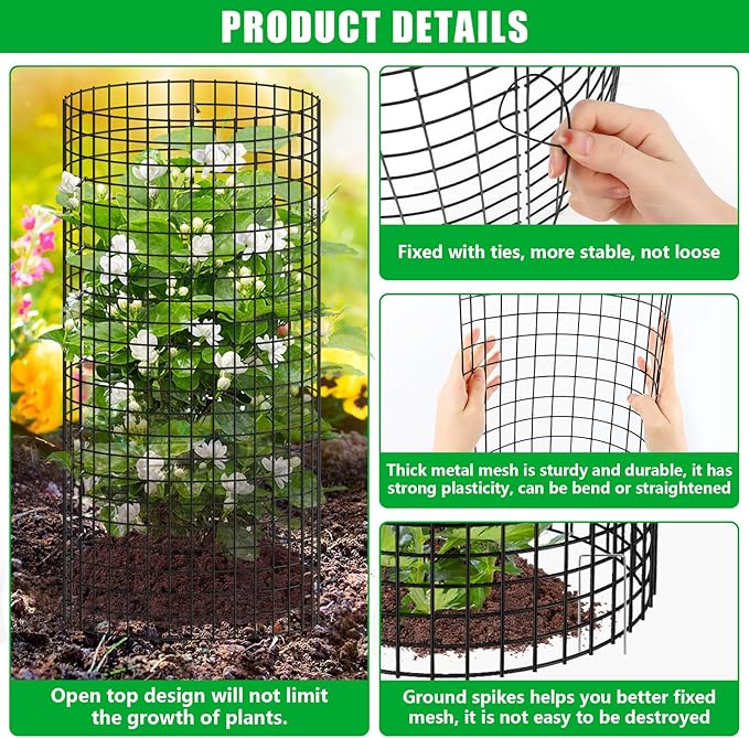 5 Pack Plant Protector from Animals, 24x12 inch Wire Plant Cages Mesh Plant Cage Garden Plant Protector, Sturdy Bunny Barricades Chicken Wire Cloche Plant Protectors for Keeping Bunny Animals Out