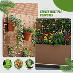 Casaphoria Metal Raised Garden Bed with Trellis and Wheels, 47"x47"x16" Planter Box for Climbing Plants, Vegetables & Vines, Features Drainage Holes and Privacy Screen, Brown-Square