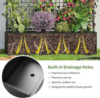 Privacy Planters for Patio – Metal Raised Garden Bed with Trellis and Privacy Screen, 71"×47.2"×16" Planter Box with Drainage Holes for Climbing Plants, Vegetables, and Vines, Outdoor Backyard Black