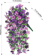 Artificial Faux Hanging Flowers Plants for Spring Outdoor Outside Decoration, 2 PCS Fake Silk Daisy with Eucalyptus UV Resistant Realistic Trailing Vines for Balcony Patio Porch (Darkpurple+Purple)