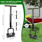 Lawn Aerator, Automatic Dirt and Leaf Clean Design, Reinforced Plastic Shell, Heavy Duty Manual Lawn Aerator Tool with 15 Iron Spikes, Height Adjustable Aerator for Lawn(Armor Black)