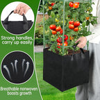 ANPHSIN 3 Sets Tomato Cages with 10 Gallon Grow Bags - 47'' Stable Plant Support Trellis Kit, Square Cages with Planter Pots for Garden Flowers Vegetables Cucumber Vertical Climbing Plants Vines
