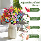 Alupssuc 48 Bundles Artificial Flowers for Outdoors Decoration, UV Resistant Silk Faux Floral Spring Fake Plastic Plants Greenery for Outside Indoor Home Yard Porch Window Box Decor(Upgrade 6 Colors)