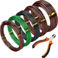 Mudder 5 Roll Aluminum Bonsai Training Wire Tree 160 Feet Total with Bonsai Wire Cutter Anodized Training for Holding Branches Small Trunks(2/2.5/3/4/6mm,Colorful)