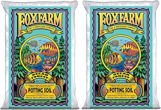 FoxFarm Ocean Forest Potting Soil, 1.5cu ft (Pack of 2) - Light, Aerated Texture, Designed for All Container Plants