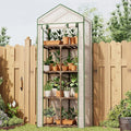 4 Tier Bamworld Mini Greenhouse for Outdoor Indoor 22 x 16 x 66-Inch Portable Greenhouses with Reusable PE Cover Small Greenhouse Kit for Outside Heavy Duty Patio Wooden Greenhouse Tent